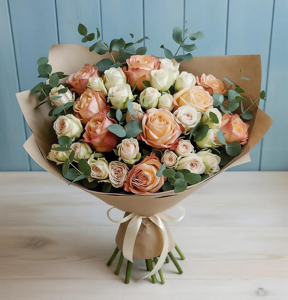 Букет цветов из: Альстромерии и Розы в Старице