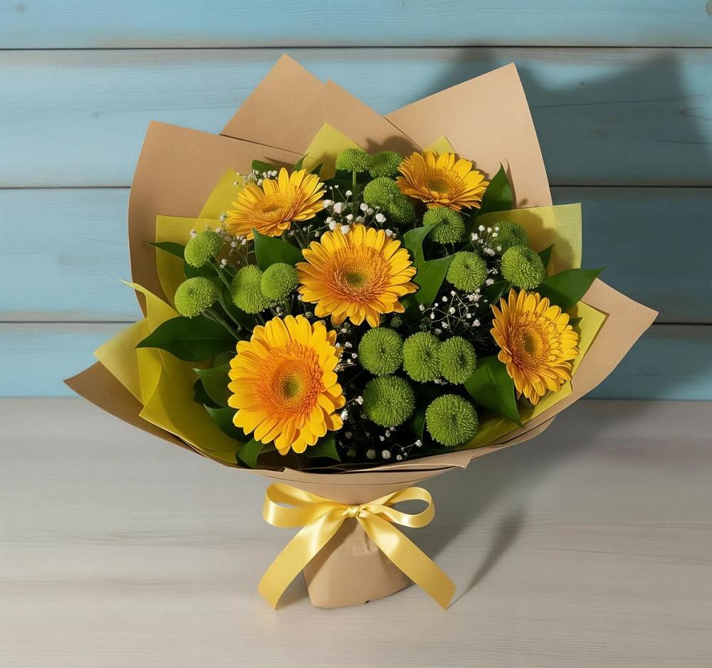 Букет цветов из: Герберы и Хризантемы в Старице