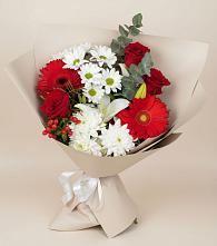 Букет цветов из:  Розы, Хризантемы, Герберы и Лилии в Старице