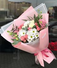 Букет цветов из:  Розы, Лизиантусы и Хризантемы #REPLACE_PRED# Старице