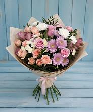 Букет цветов из:  Хризантемы, Розы и Альстромерии в Старице