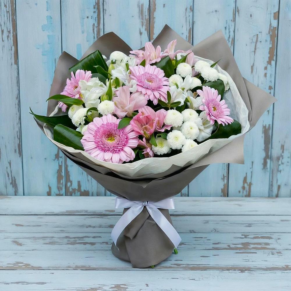 Букет цветов из: Герберы, Альстромерии и Хризантемы в Старице